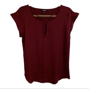 New Express Blouse Short Sleeve Wine Size M